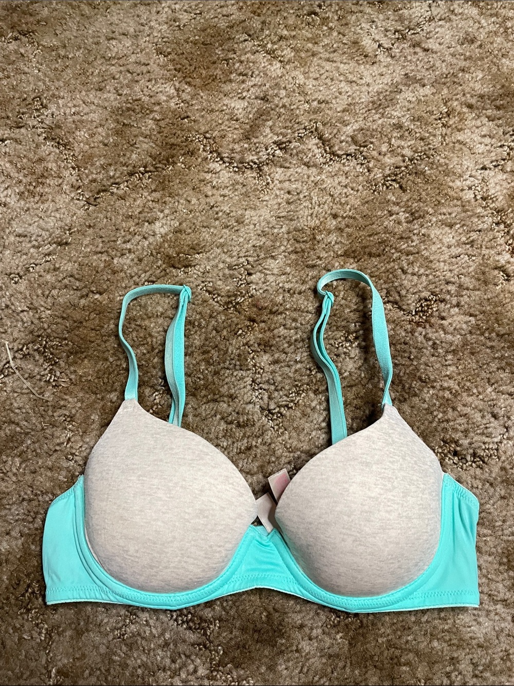 Victoria’s Secret Lightly Lined Wear Everywhere Gray & Light Blue T Shirt Bra